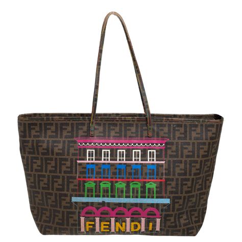 fendi roll zucca canvas tote|Fendi zucca shopper.